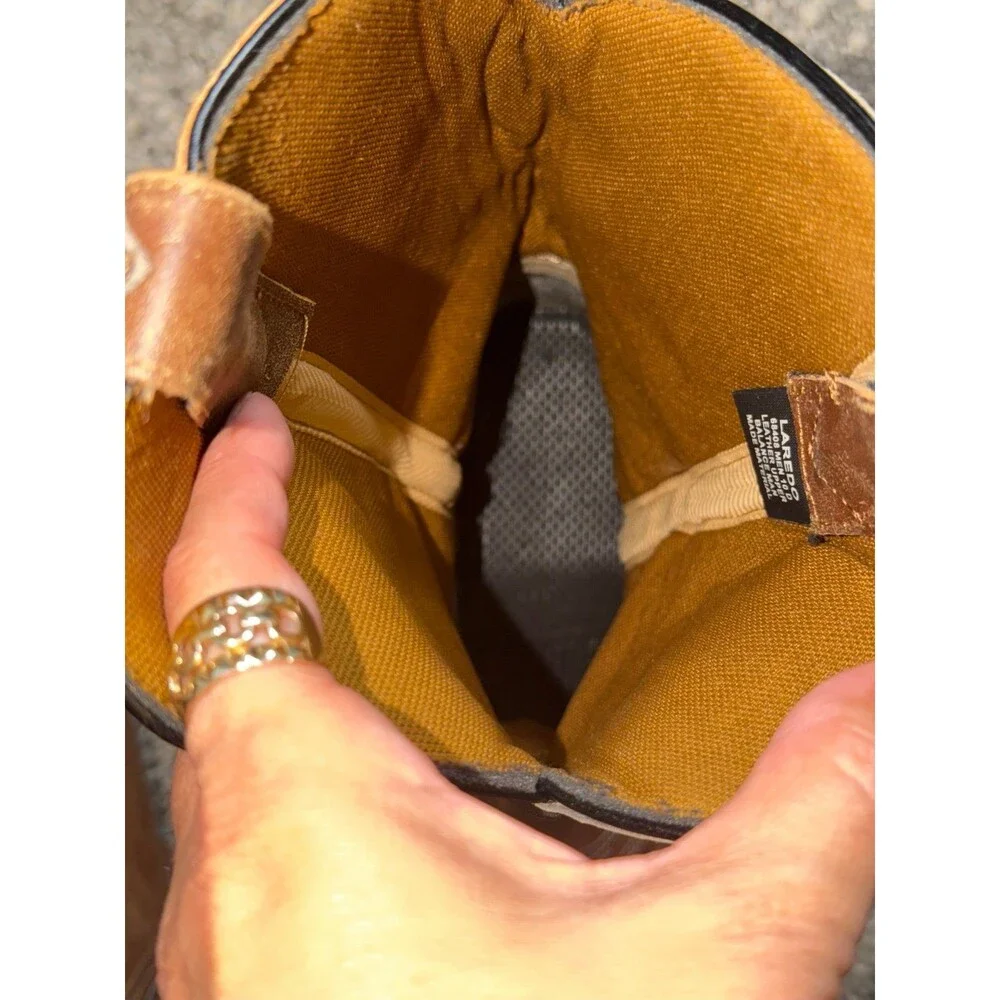 Laredo Porter Men's Tan Leather Western Boots Snip Toe Size 10D